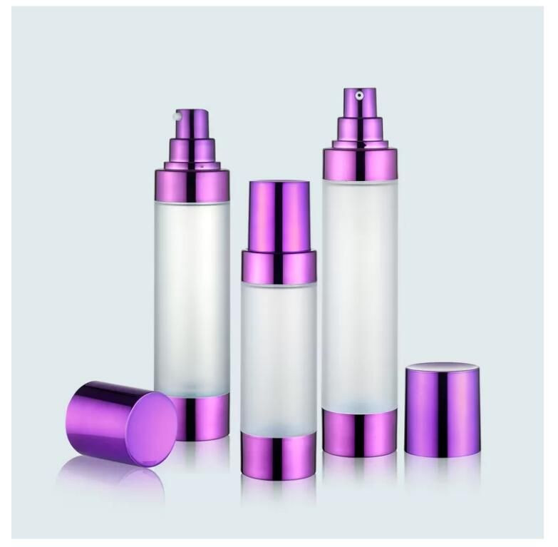 Plastic Aluminum Cap Airless Pump Bottles Cosmetic Screen Printing For Face Cream