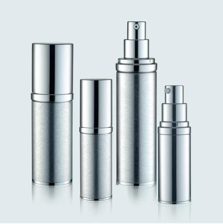 Series Airless Pump Bottles 0.2ml Dosage Aluminum Finish 15ml 30ml 50ml