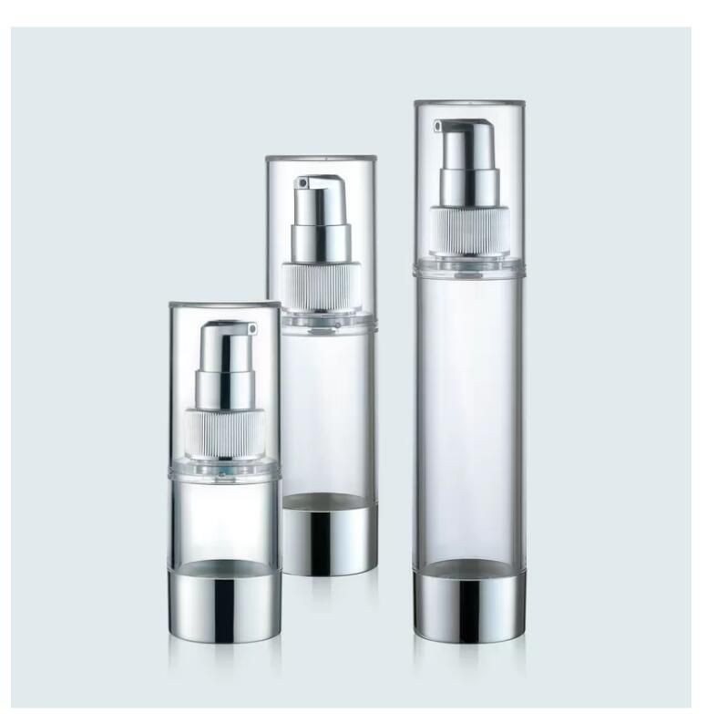 Cylindrical Shape Airless Pump Bottles Plastic And Metal Cream Pump Bottle