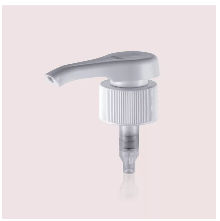 Ribbed Plastic Soap Dispenser Pump With Long Nozzle  Marks On The Flat Actuator