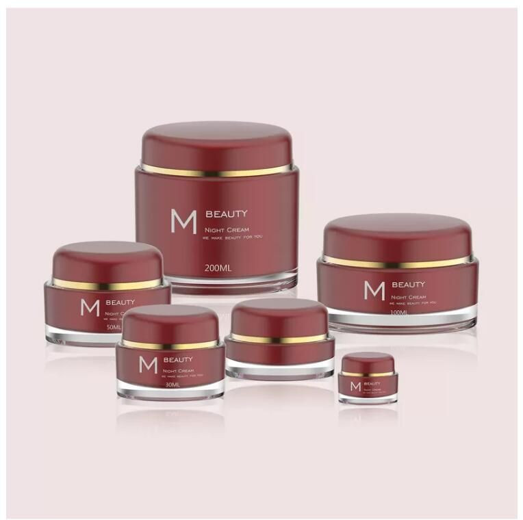 Red Plastic Cosmetic Jars Thick Wall For Face Cream Makeup Pots Jars